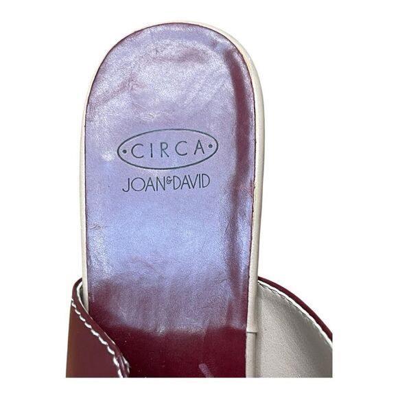 Circa Joan & David Red Leather Heel Sandals Mules Size 9 Open Square Toe EUC 90s - Picture 5 of 8